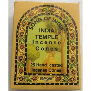 Buy now Song of India - India Temple Incense Cones. 6 x 25 = 150 Cones Total at indiglob india