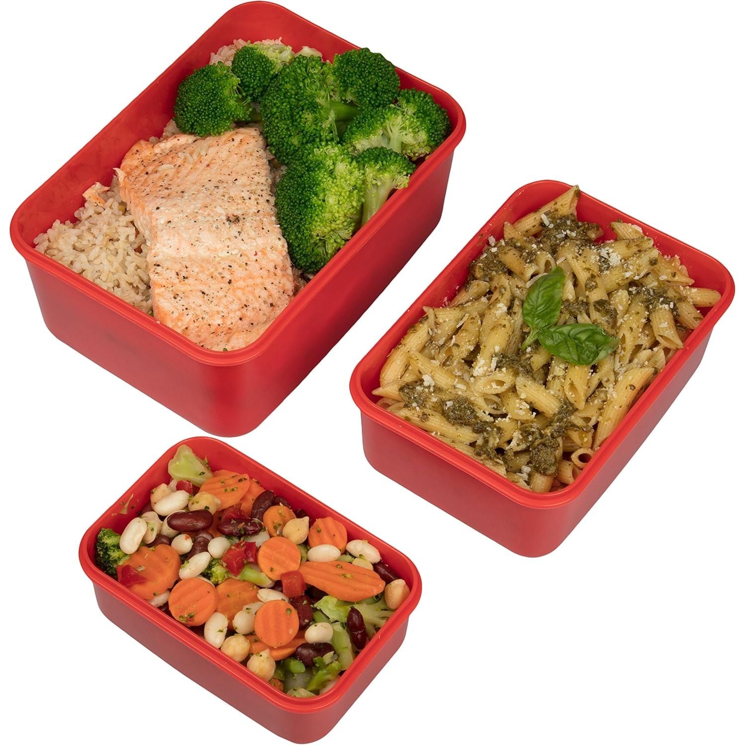 Buy now Microwave Food Storage Containers- Set of 3 Nesting Microwave Cookware Meal Prep Containers w Locking Steam Vent Lids- BPA Free, Fridge and Freezer Safe at indiglob india