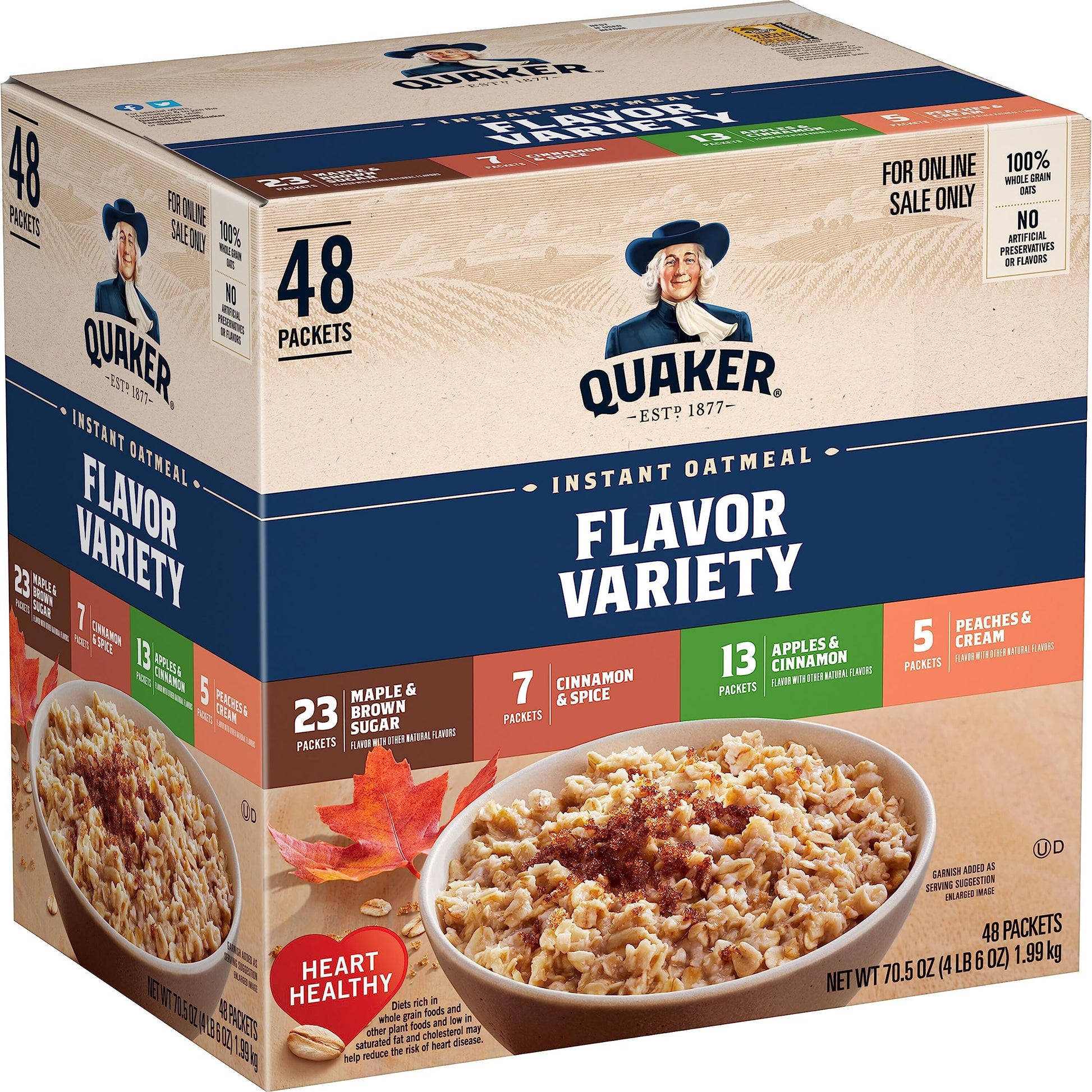 Buy now Quaker Instant Oatmeal Fruit & Cream Variety Pack, Single Serve Packets, (44 Pack) at indiglob india