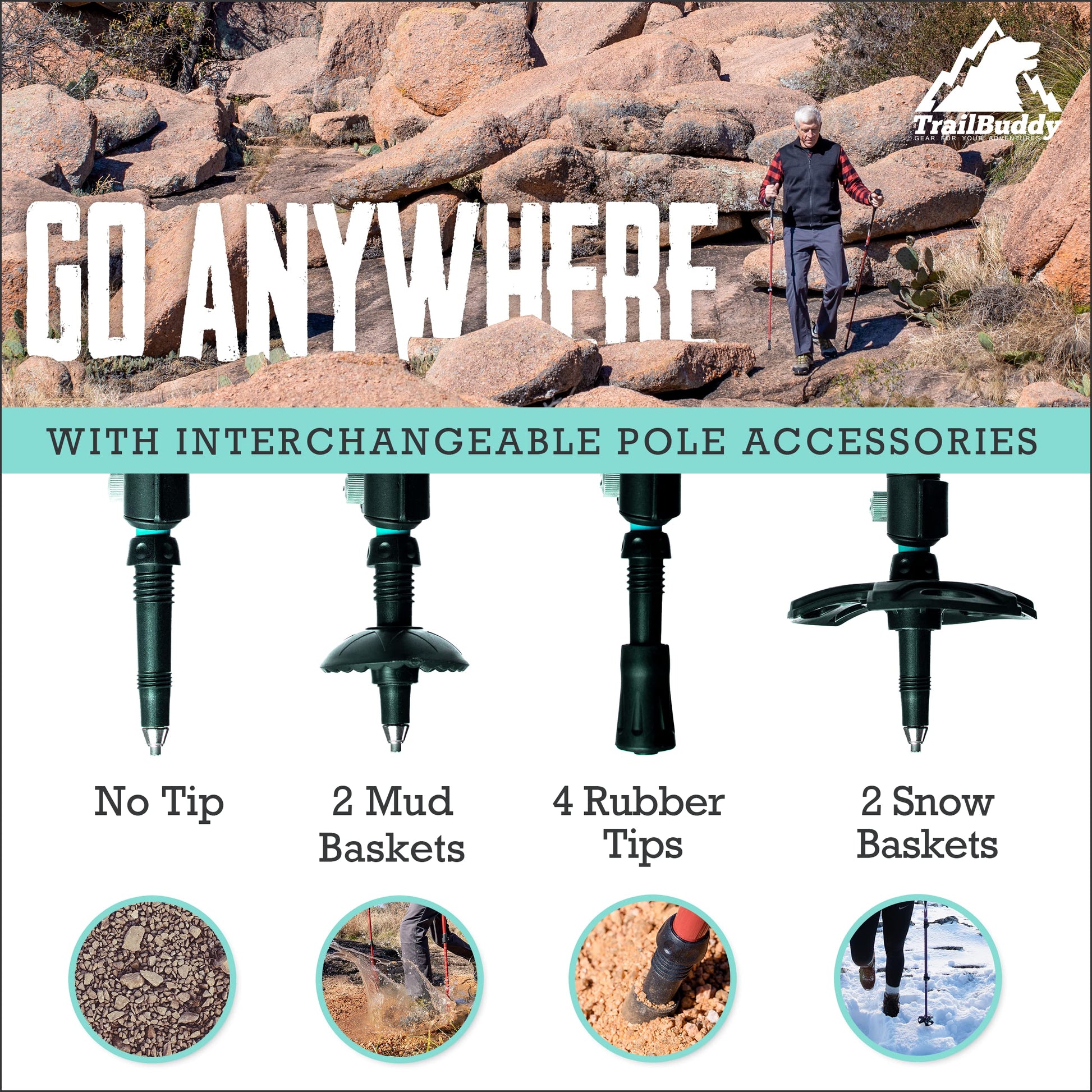 Buy now TrailBuddy Trekking Poles – Lightweight 7075 Aluminum Hiking Poles for Women, Men & Seniors – Collapsible or Foldable Walking Sticks for Travel, Trails & Balance at indiglob india