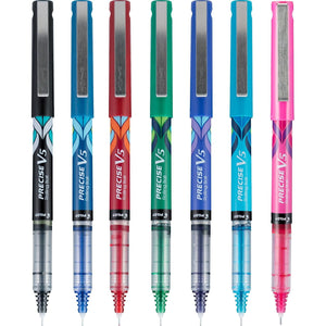 PILOT Precise V5 Capped Liquid Ink Rollerball Pens, Deco Collection, Extra Fine Point Ink Pens 0.5 mm, Colored Pens, Assorted, Pack of 7 - Ideal for School, Journaling, & Office Writing