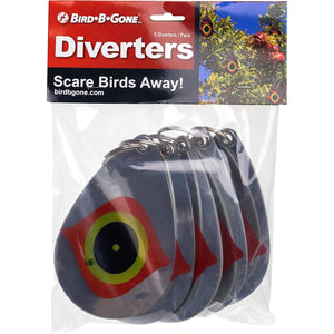 Bird B Gone - Reflective Eye Bird Diverters - Set of 5 - Foil Deterrent Mimics Predator Eyes - Scares Birds Away - for Trees, Patios, Gazebos, Boats, Etc - Durable Outdoor Plastic - 360° Rotation