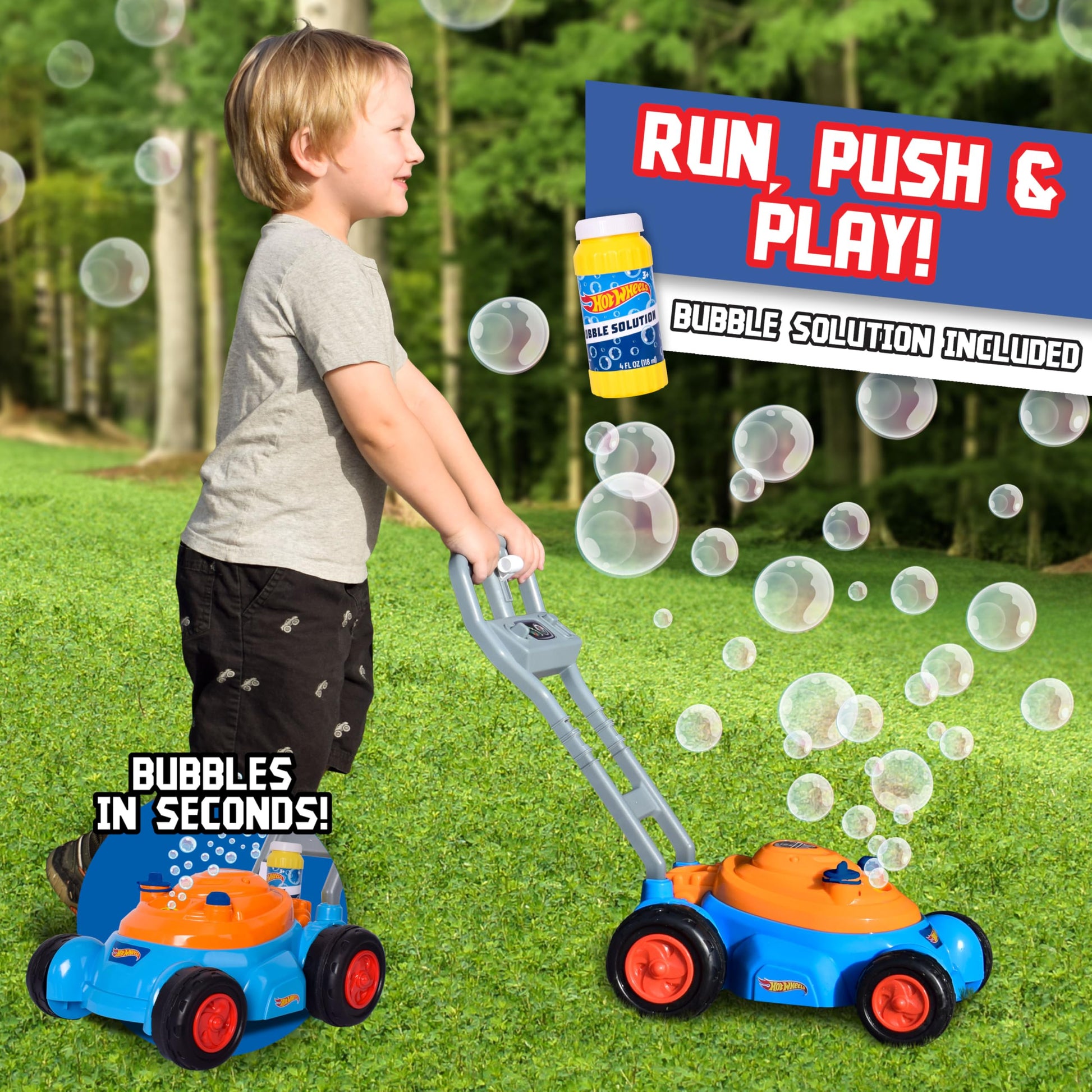 Buy now Hot Wheelsƒ?› Bubble Lawn Mower for Toddlers, Bubble Blowing Machines, Indoor/Outdoor Gardening Toy, Birthday Gift for Prechool Girls and Boys, No Batteries Required, Includes Bubble Solution, 2+ at indiglob india