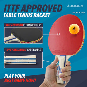 JOOLA Cobra Recreational Ping Pong Paddle - ITTF Approved Table Tennis Rubber - JOOLA Technology Ensures Ideal Ball Control and Spin - Table Tennis Racket for All Skill Levels - Flared Handle Grip