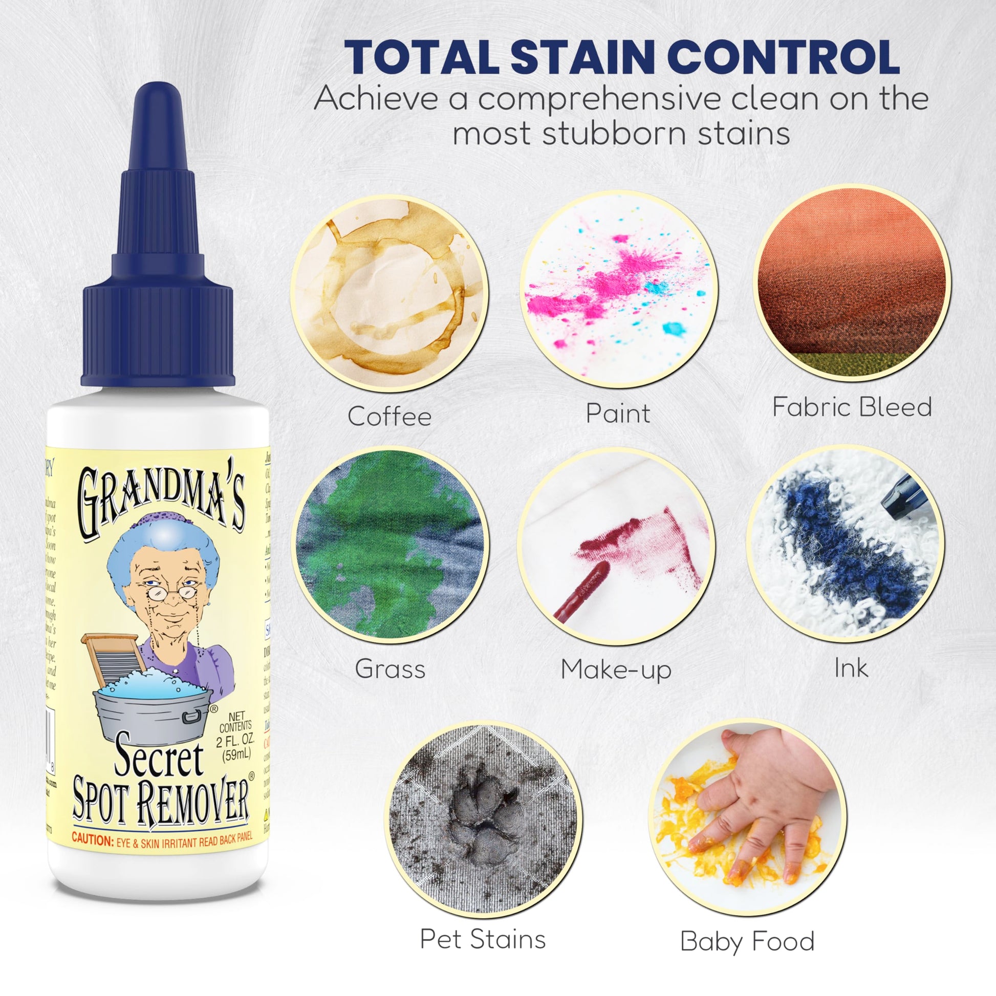 Buy now Grandma's Secret Spot Remover for Clothes - Chlorine, Bleach and Toxin-Free - Fabric Stain Remover Removes Oil, Paint, Blood and Pet Stains – 2 Ounce, Pack of 2 at indiglob india