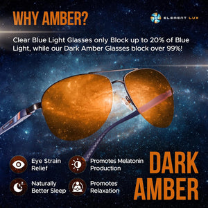 Blue Light Blocking Glasses Amber Lenses - For Better Sleep, Gaming, Eye Strain, Computer