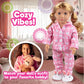 Bunny Doll Pajama Set w Slippers- 18" Doll Clothes & Accessories Compatible w American Girl Dolls- 3pc PJ Outfit Set Includes Rabbit Shirt, Pants,& White Slippers- Cozy