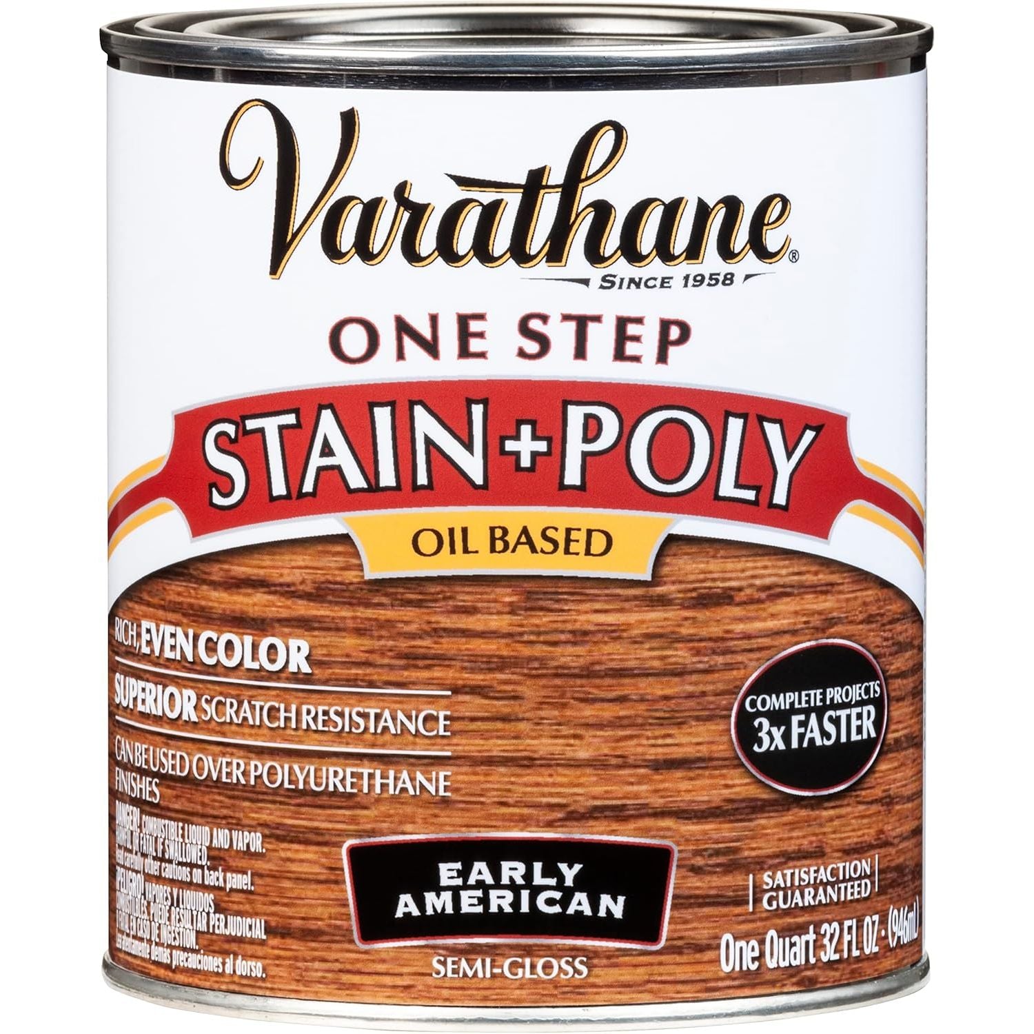 Buy now Varathane 225250H Oil-Based One Step Stain + Poly, Quart, Dark Walnut Quart (Pack of 1) Early American at indiglob india