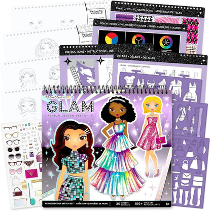 Fashion Angels I Love Fashion Sketch Portfolio, Includes Sketch Pad with Stencils & Stickers, Fashion Design Sketch Book for Girls, Ideal Drawing Kit for Kids