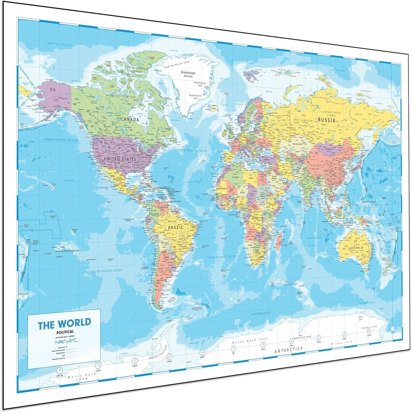 World Map Poster 33 x 24" Large Wall Map of the World – World Map Wall Art Atlas - Perfect Travel Map, Classroom Decoration or Geography Gift