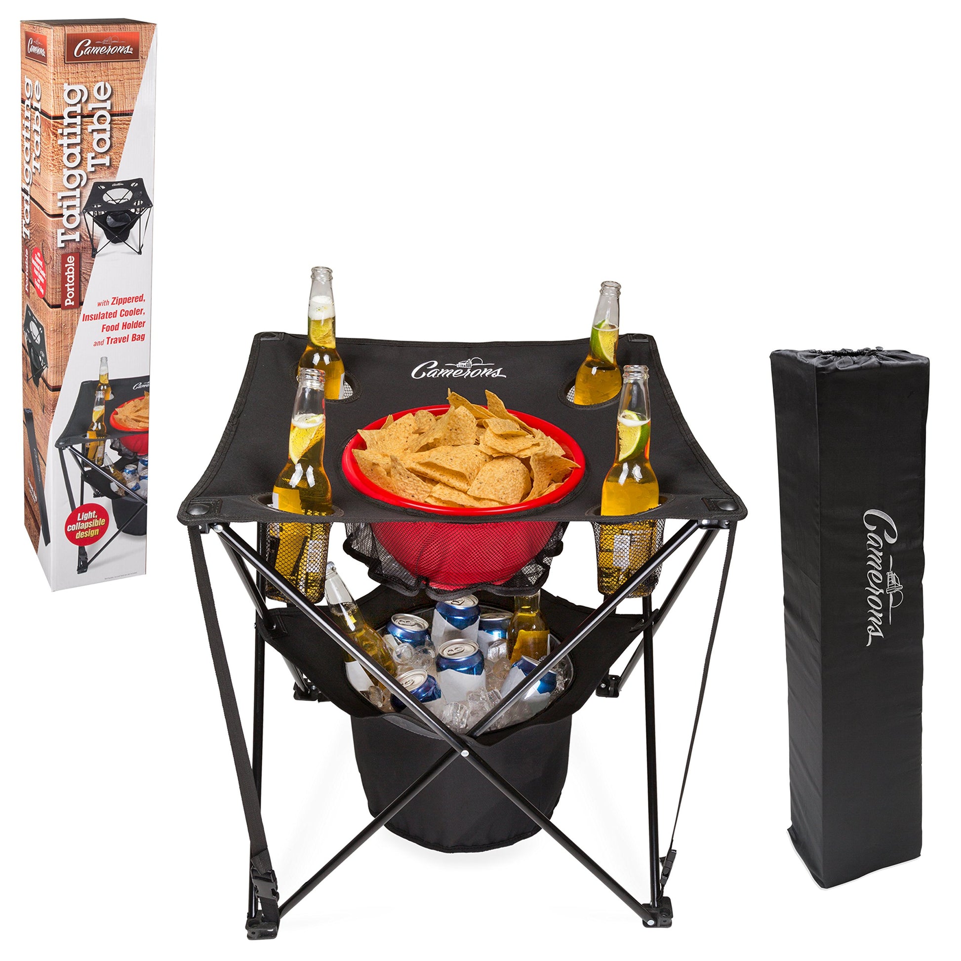 Buy now Camerons All-in-One Tailgating Table - Portable Folding Camping Table w Insulated Cooler, Food Basket & Travel Bag - Holiday Xmas Gift- Collapsible Picnic Table for Fall Football Games & Outdoor BBQs at indiglob india