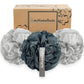 myHomeBody Large 70g Loofah Sponge, Bath Body Scrubber for Women, Men, Exfoliating Shower Pouf with Activated Charcoal - 2 Graphite Gray + 1 Sage Green, 3 Pack