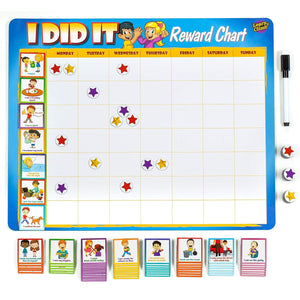 Kids Behavior Reward Chart - 63 Chores as Potty Train, & More. “Thick Magnetic” Responsibility Chart Board/Tasks-for Multiple Kids