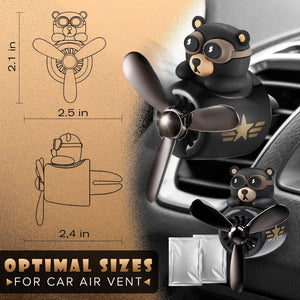 Car Vent Clip – Bear Pilot Propeller Car Decoration, Fun Rotating Design for Auto Interior, Easy to Install, 2.1”x2.5”x2.4” Compact Size, Cute Teddy Bear Gift Idea
