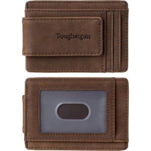 Toughergun Slim Minimalist Wallet for Men with Magnetic Money Clip Leather Wallet, Credit Card Holder RFID Blocking Front Pocket Holds Cash and Cards