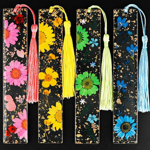 4pcs Pressed Flower Bookmark Pretty Floral Bookmark Durable Handmade Dried Flower Bookmarks for Women Reading Gift(Style C)
