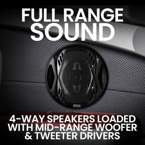 BOSS Audio Systems NX654 Onyx Series 6.5 Inch Car Door Speakers - 400 Watts (per pair), Coaxial, 4 Way, Full Range, 4 Ohms, Sold in Pairs, Bocinas Para Carro