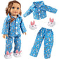 3pc Pajama Outfit w Bunny Slippers - 18" Doll Clothes & Accessories Compatible w American Girl Dolls - Set Includes April Showers PJ Top & Bottom, & White Rabbit Slippers - Cozy and Cute