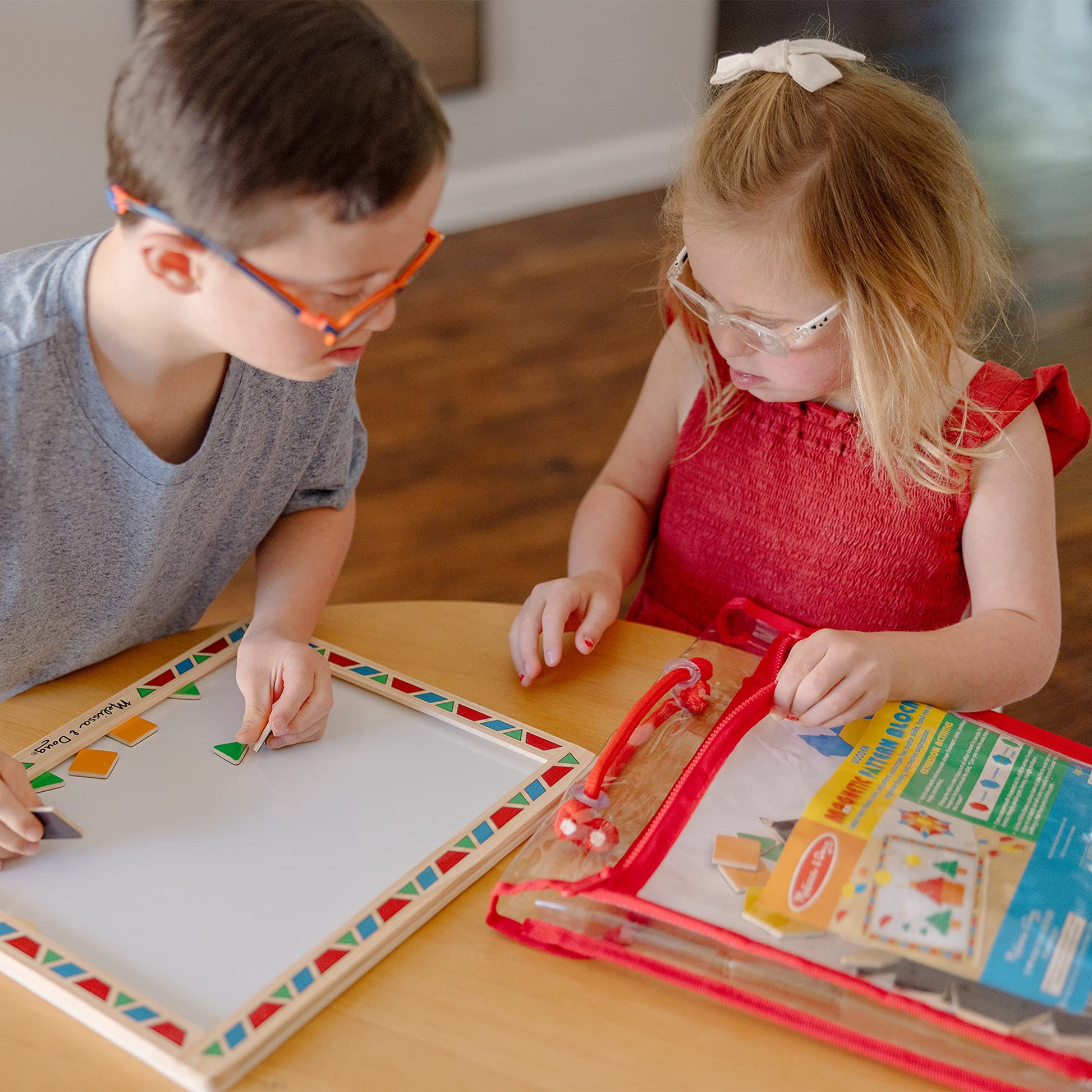 Buy now Melissa & Doug Deluxe Wooden Magnetic Pattern Blocks Set - Educational Toy with 120 Magnets and Carrying Case, Multi/None, 1 EA, English Only. at indiglob india