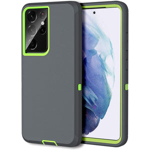MXX Case Compatible with Galaxy S21 Ultra Case, 3-Layer Super Full Heavy Duty Body Bumper Cover/Shock Protection/Dust Proof, Designed for Samsung Galaxy S21 Ultra 5G 6.8 Inch 2021 (Green/Gray)
