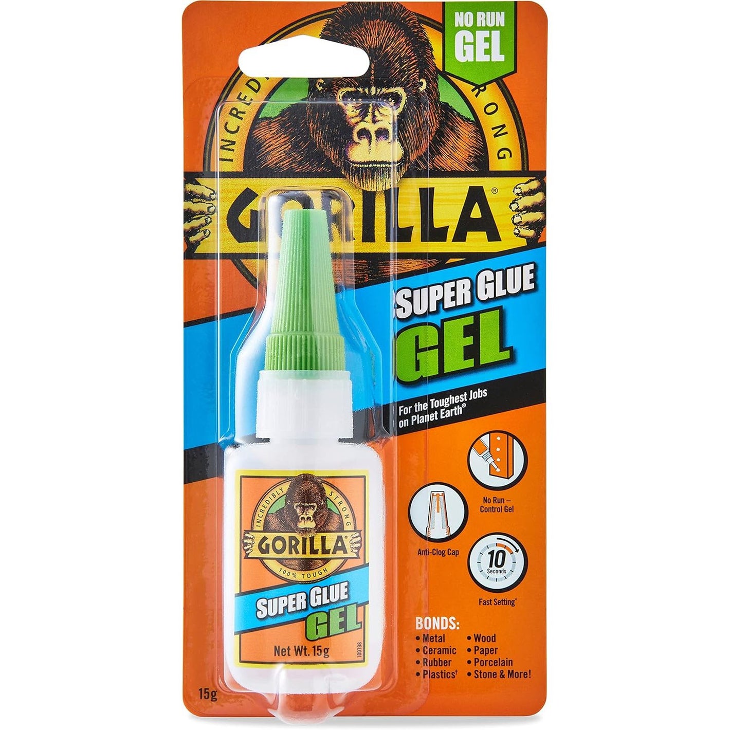 Gorilla Super Glue Gel, 15 Gram, Clear, (Pack of 1)