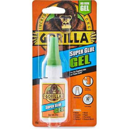Gorilla Super Glue Gel, 15 Gram, Clear, (Pack of 1)