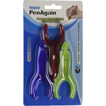 PenAgain 3 Pack Pens RED BLUE GREEN or NEON GREEN (00063)