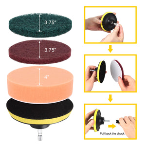 Buy now Drill Brush Power Scrubber Brush Set, Herrfilk Drill Brush Attachment Set with Extend Attachment and Scrub Pads Sponge, Drill Bit Scrub Brush for Cleaning Grout, Car,Tiles, Sinks, Bathtub at indiglob india