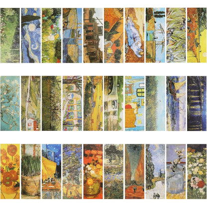 30 Pieces Art Painting Paper Bookmarks,Van Gogh Art Painting Page Folder Bookmark Set, Page Clip Book Mark for Book Reading Marker Gift (14 x 5CM, 30 Styles)