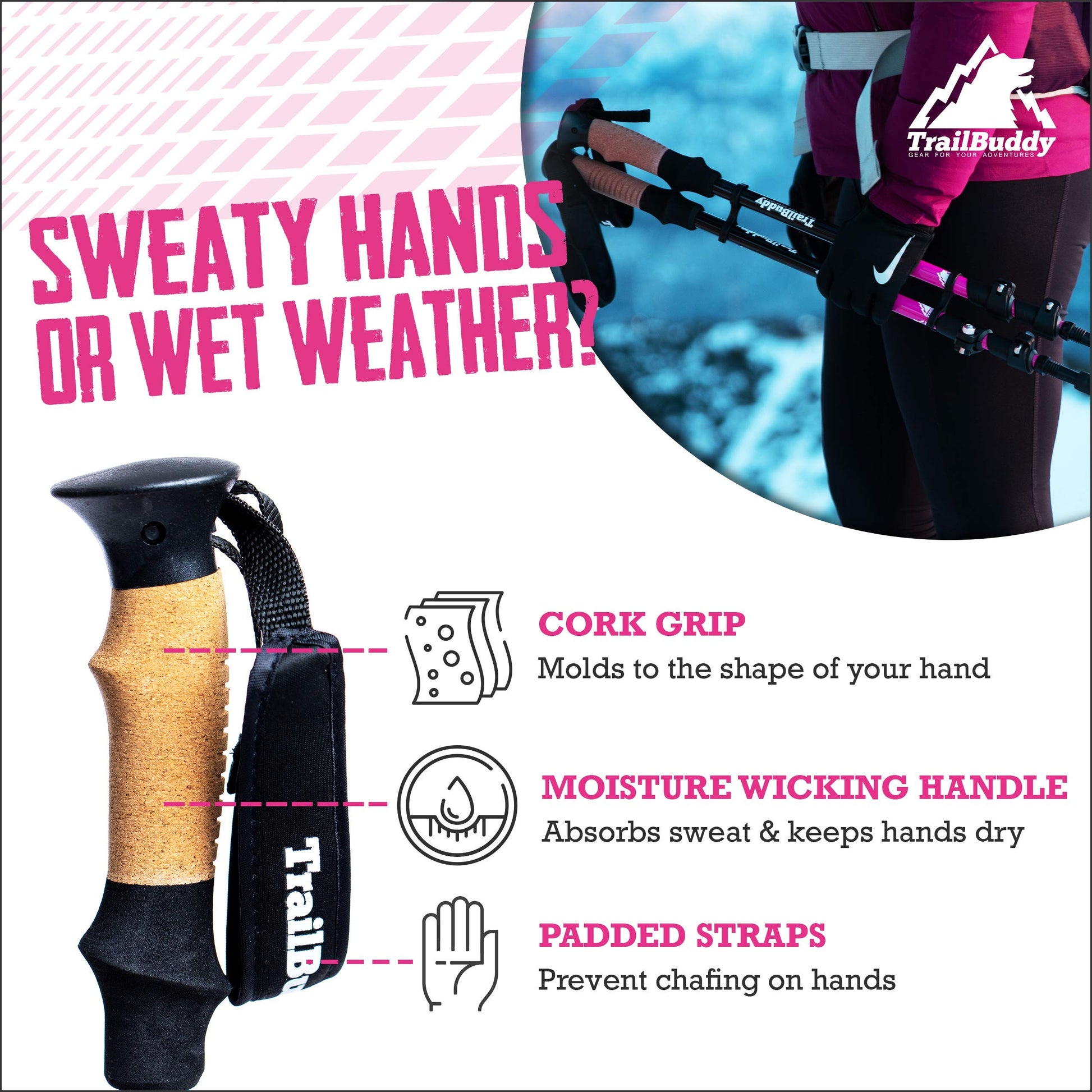 Buy now TrailBuddy Trekking Poles – Lightweight 7075 Aluminum Hiking Poles for Women, Men & Seniors – Collapsible or Foldable Walking Sticks for Travel, Trails & Balance at indiglob india