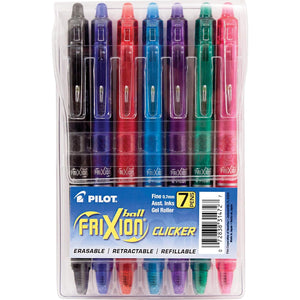 Pilot FriXion Erasable Gel Pens, Fine Point 0.7 mm Erasable Pens, Pack of 7 Assorted Colors