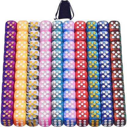 AUSTOR 100 Pieces Dices 12mm Game Dice Set 6 Sided Round Corner Dices for Tenzi, Farkle, Yahtzee, Bunco or Teaching Math