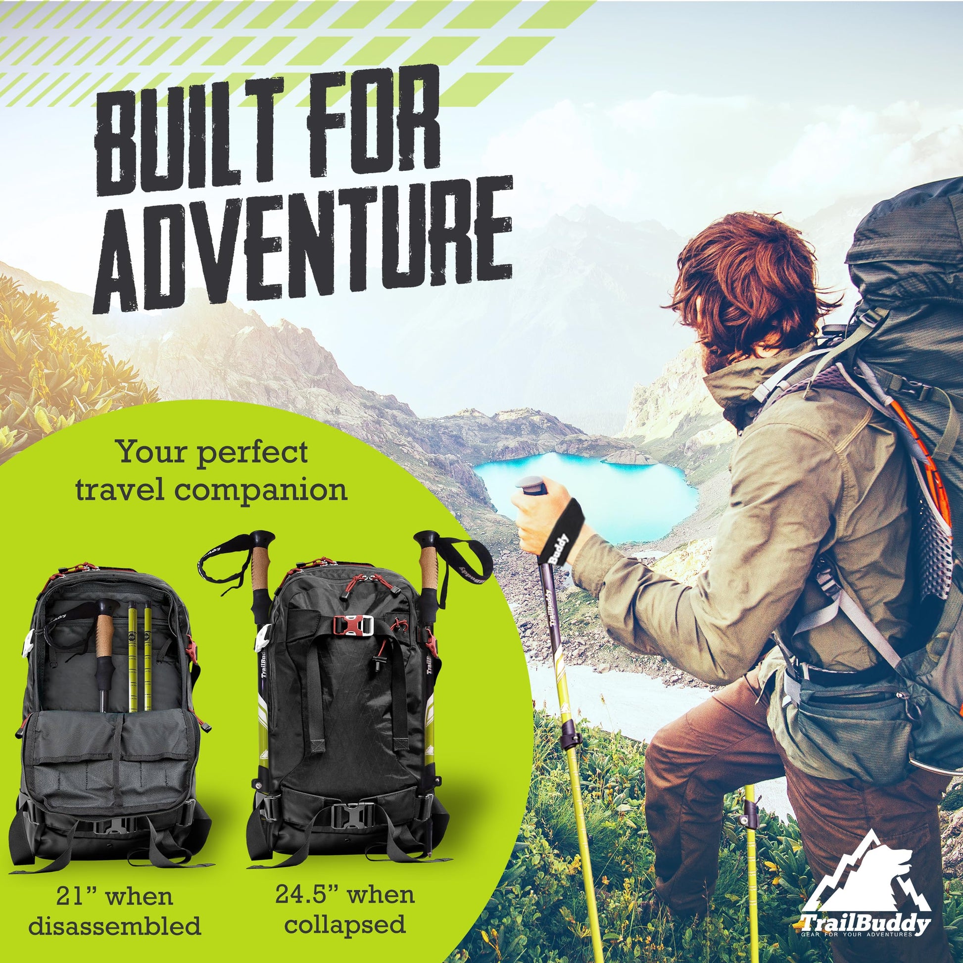 Buy now TrailBuddy Trekking Poles – Lightweight 7075 Aluminum Hiking Poles for Women, Men & Seniors – Collapsible or Foldable Walking Sticks for Travel, Trails & Balance at indiglob india