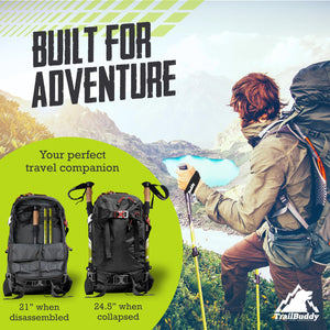 Buy now TrailBuddy Trekking Poles – Lightweight 7075 Aluminum Hiking Poles for Women, Men & Seniors – Collapsible or Foldable Walking Sticks for Travel, Trails & Balance at indiglob india