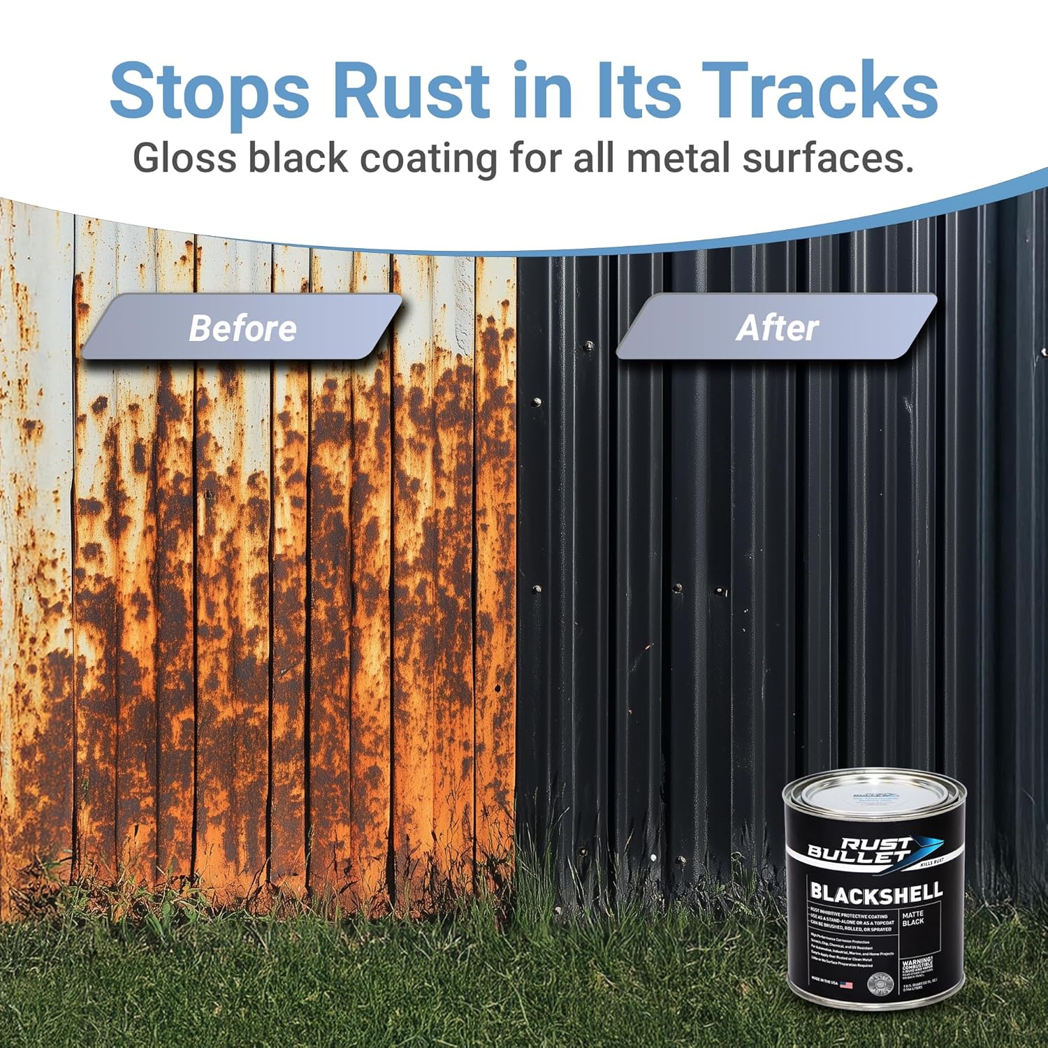 Buy now RUST BULLET BlackShell - Gloss Black - 4 Oz - Corrosion Preventive Coating, UV Resistant Rust Proofing Paint, Long-Lasting Metal Protection at indiglob india
