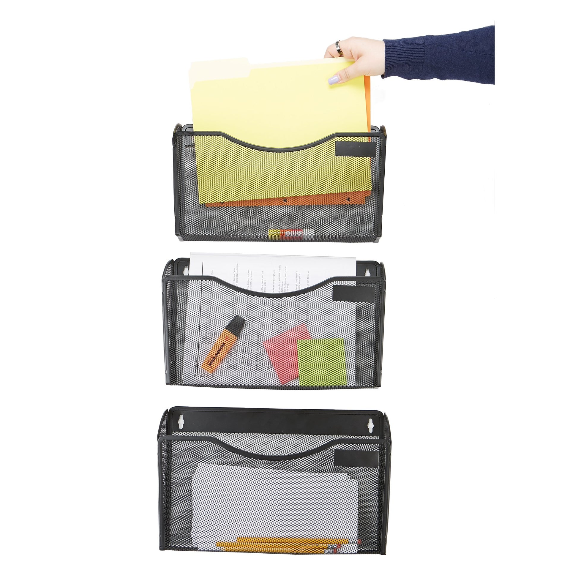 Buy now Mind Reader 3SEPWALG-BLK Wall Mounted 3 Compartment Office Supply, Document, Folder Organizer, Black at indiglob india