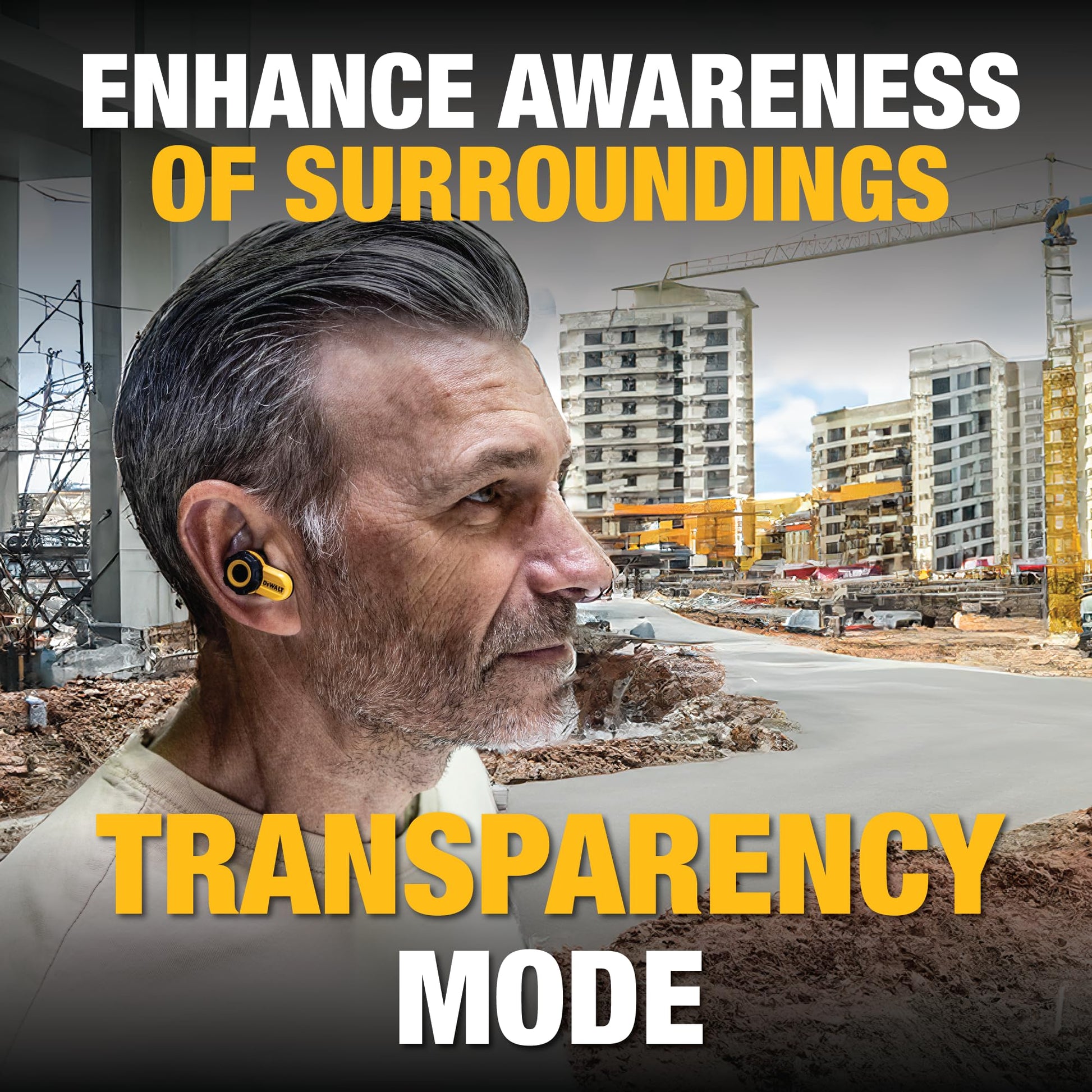 Buy now DEWALT Heavy Duty Bluetooth Jobsite Pro X2 ANC True Wireless Earbuds, Active Noise Cancelling Work Earbuds, Turn Dial Controls, 10Hr Runtime (40+ w/Case), 4 EQ Modes, IP54 at indiglob india
