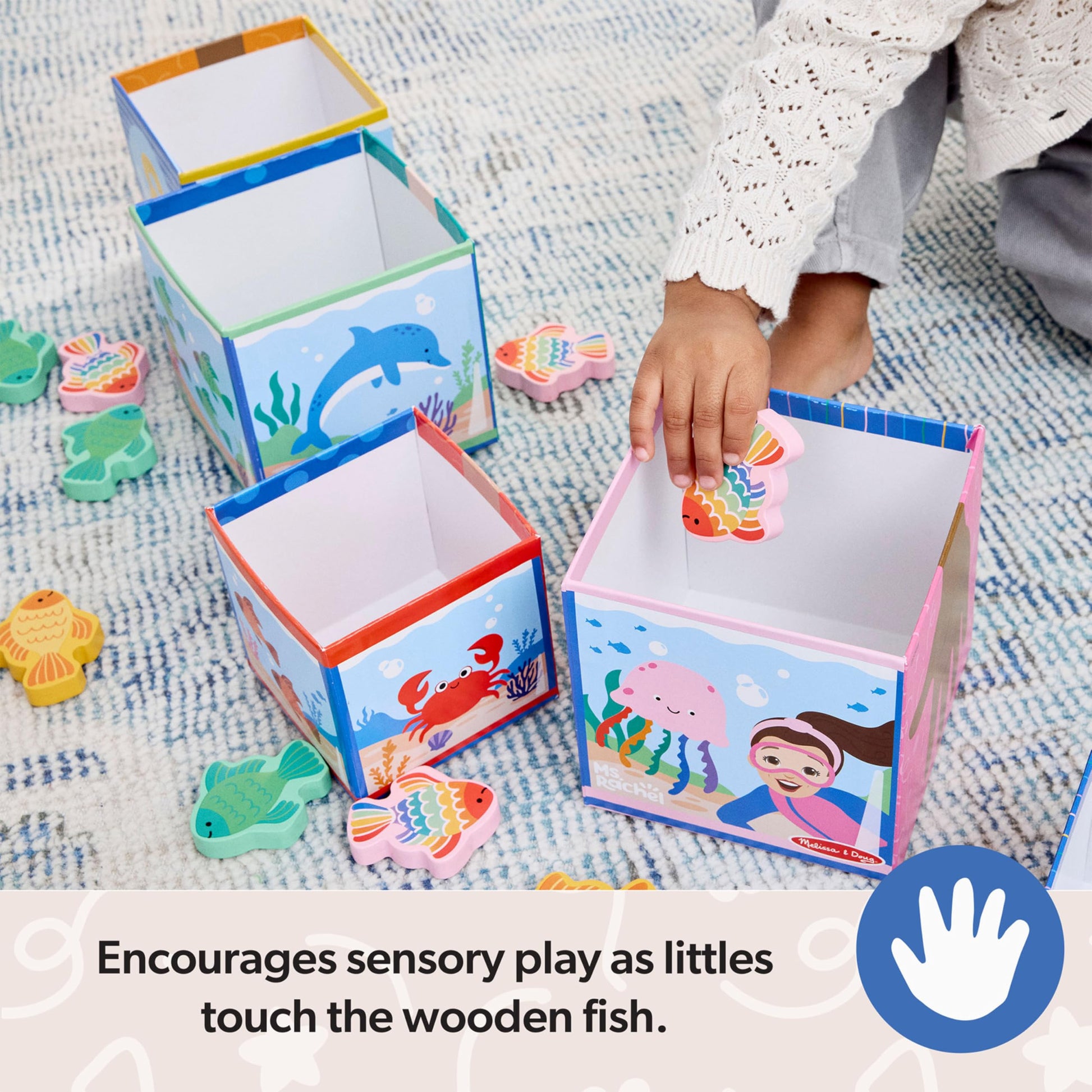 Buy now Melissa & Doug?? Ms. Rachelƒ?› Sort and Count Nesting and Stacking Blocks with Wooden Fish Preschool Learning Toy for Boys, Girls - FSC Certified at indiglob india