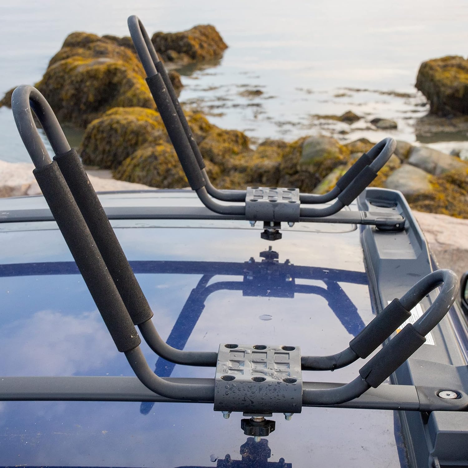 Buy now SCS Direct Kayak Roof Rack Sets - Two Kayak Racks for Cars and SUVs - Universal Fit Carriers Mount on Crossbars for Easy Travel with Kayaks Canoes and Surfboards by PaddleSports+ at indiglob india