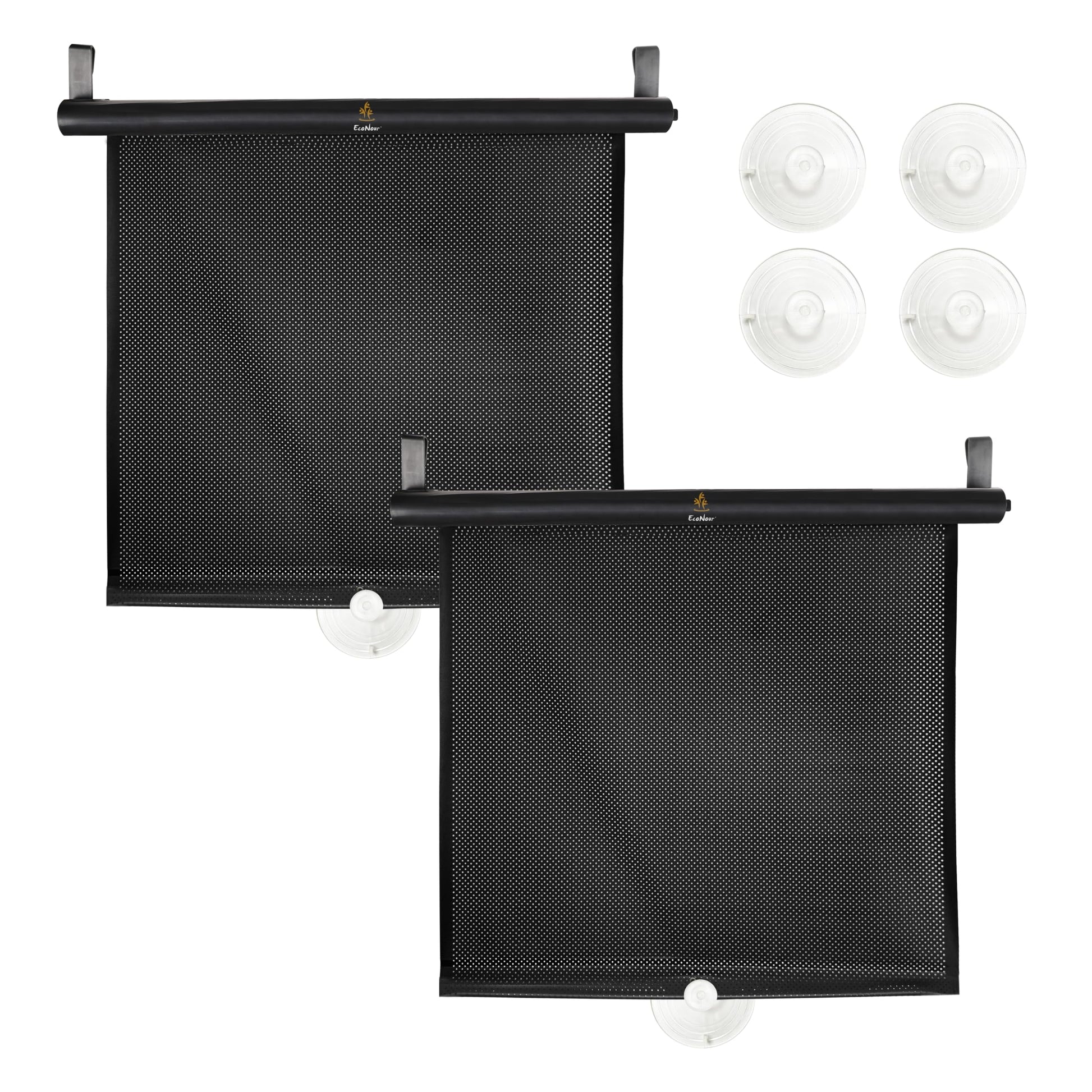 Buy now EcoNour Car Side Window Sun Shade (2 Pack) | Retractable Roller Sunshade for Kids | Baby Car Window Shades for UV and Sun Glare Protection | Baby Travel Accessories (15"x17") at indiglob india