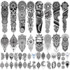 Extra Large waterproof Temporary Tattoos 8 Sheets Full Arm Fake Tattoos and 8 Sheets Half Arm Tattoo Stickers for Men and Women (22.83"X7.1") - Mandala