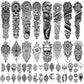 Extra Large waterproof Temporary Tattoos 8 Sheets Full Arm Fake Tattoos and 8 Sheets Half Arm Tattoo Stickers for Men and Women (22.83"X7.1")