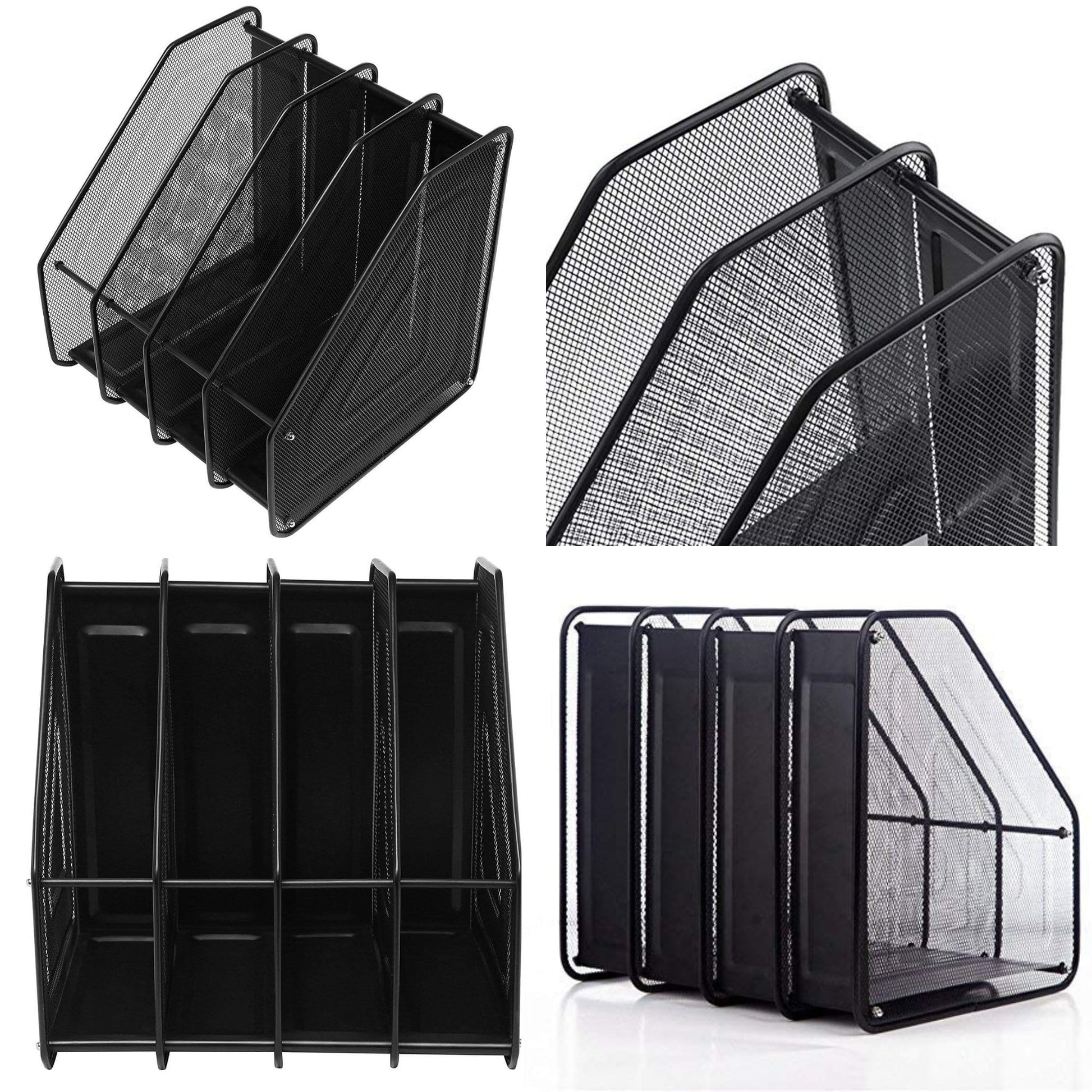 Buy now File Rack, 4-Slot Mesh Metal Magazines File Desk Organizer - Black Holder at indiglob india