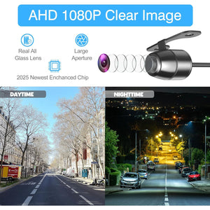 AHD 1080P Backup Camera, Metal Housing 170 Degree Wide View Angle Universal Car Front/Side/Rear View Camera, Easy Install, Removable Guildlines, Mirror Non-Mirror Image, AHD 1080P/720P, 12V/24V