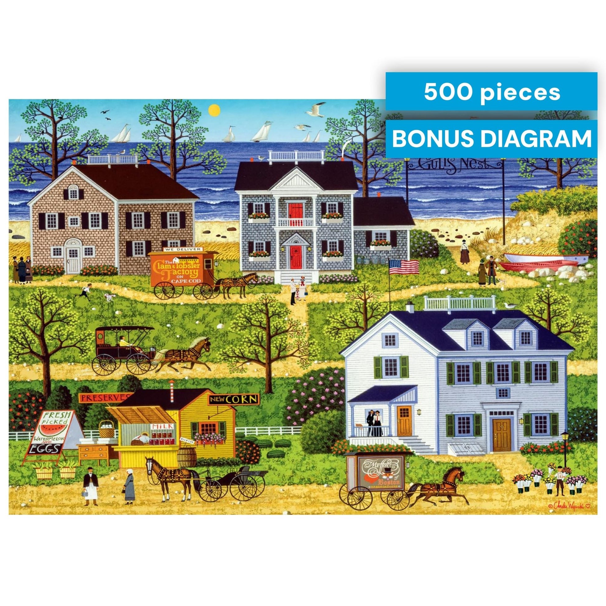 Buy now Buffalo Games - Charles Wysocki Gulls Nest 500 Piece Jigsaw for Adults at indiglob india