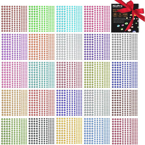 Rhinestone Stickers 4125 PCS, Nicpro Self Adhesive Gems Stick on Face Body Hair Makeup Festival, Bling Jewels in 3 Size 25 Colors,25 Embellishments Sheet for Decorations Crafts Nail Card