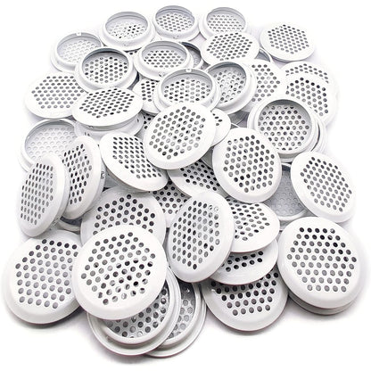 50Pcs Air Vents 53mm Circular Soffit Vent Stainless Steel Round Vent Mesh Hole Louver for Kitchen Bathroom Cabinet Wardrobe (White)