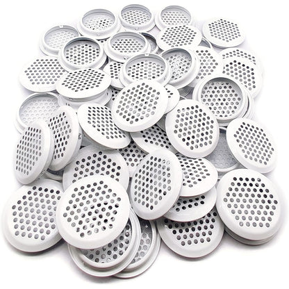 50Pcs Air Vents 53mm Circular Soffit Vent Stainless Steel Round Vent Mesh Hole Louver for Kitchen Bathroom Cabinet Wardrobe (White)