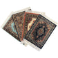 Carpet Coasters, Set 4 Turkish Rug Style Table Drink mats, Absorbent Kitchen and Dining Accessories, Spill & drip Protection