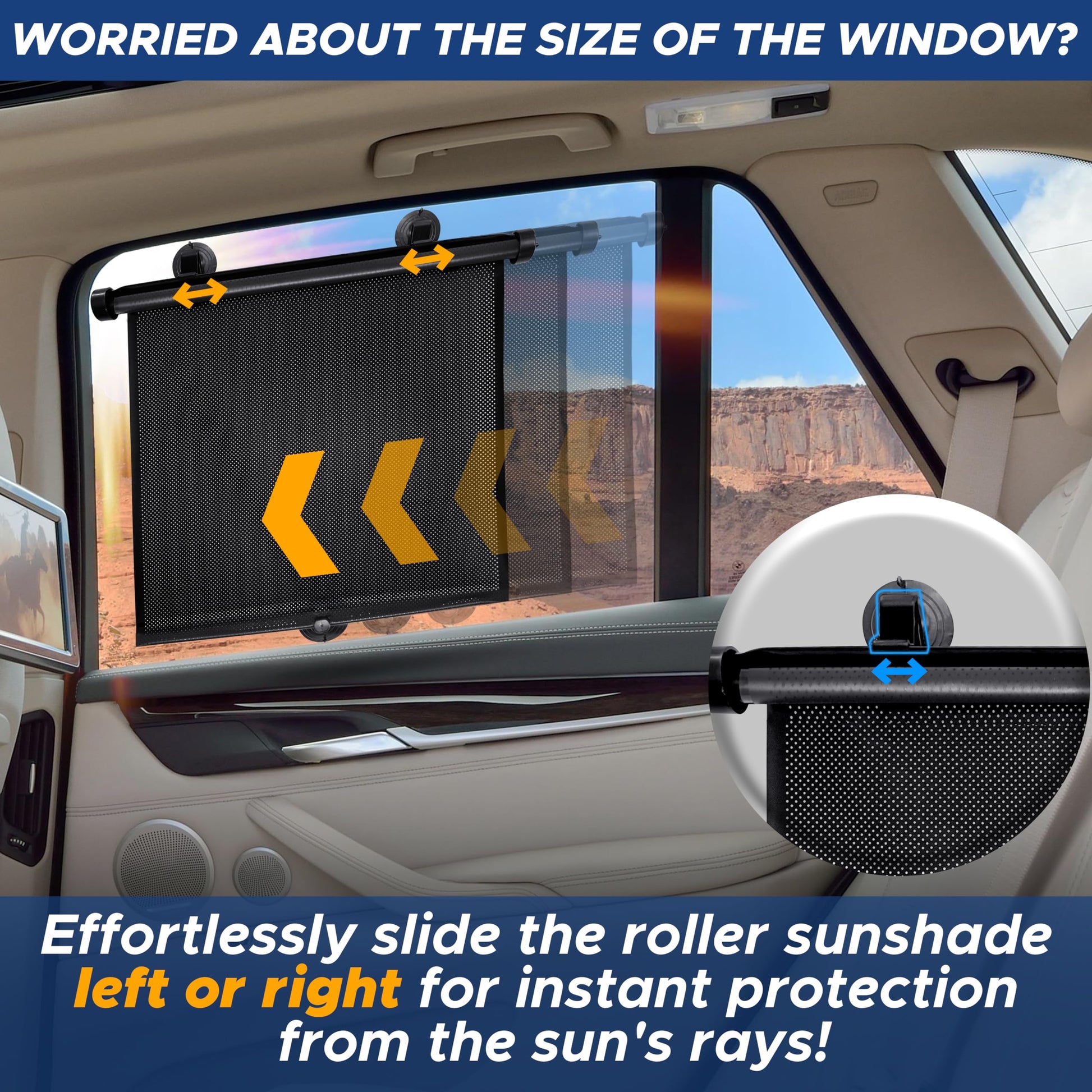 Buy now EcoNour Car Side Window Sun Shade (2 Pack) | Retractable Roller Sunshade for Kids | Baby Car Window Shades for UV and Sun Glare Protection | Baby Travel Accessories (15"x17") at indiglob india